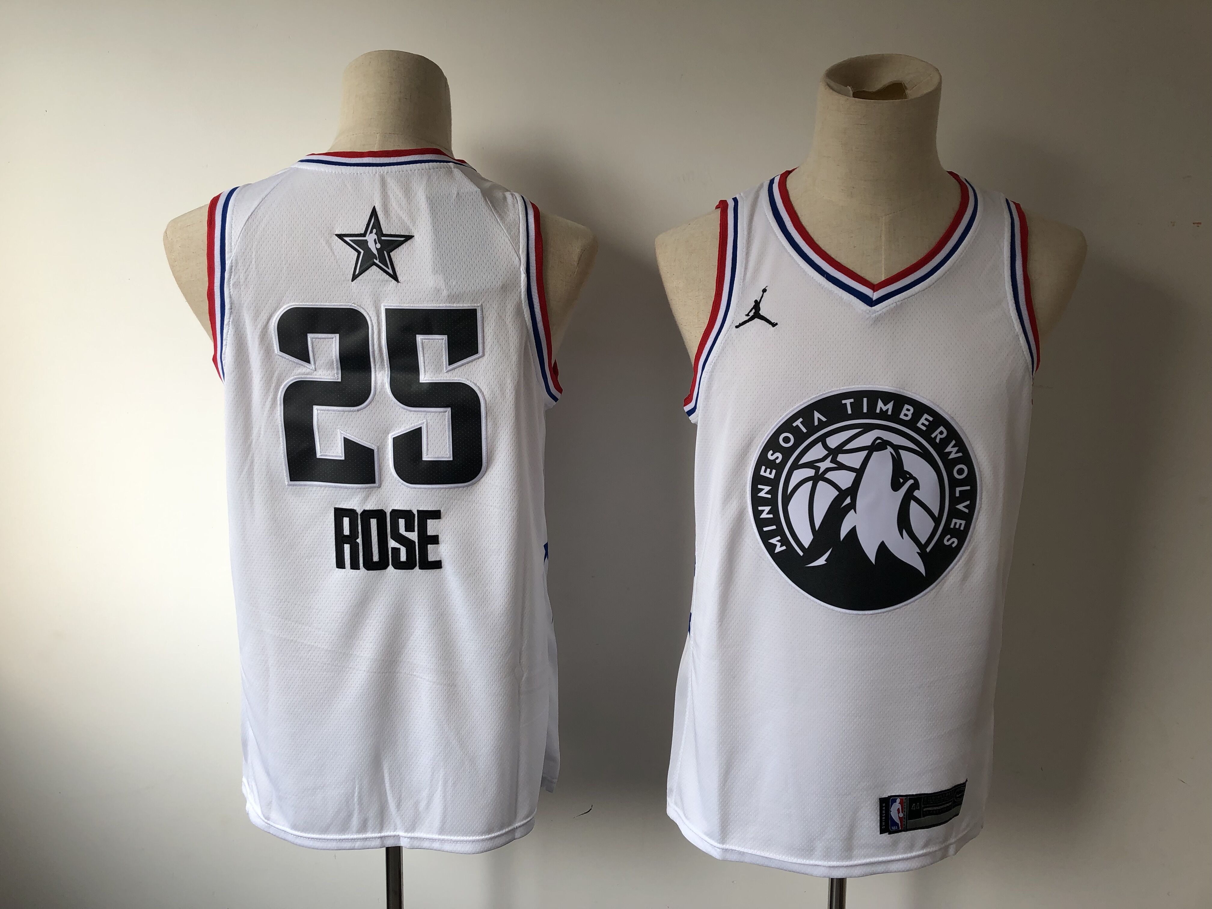 Men Minnesota Timberwolves 25 Rose White 2019 All Star NBA Jerseys